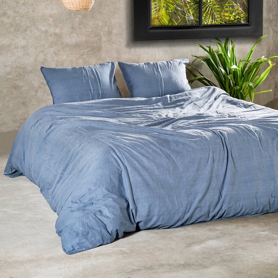 Stone Washed Dekbedovertrek Blauw