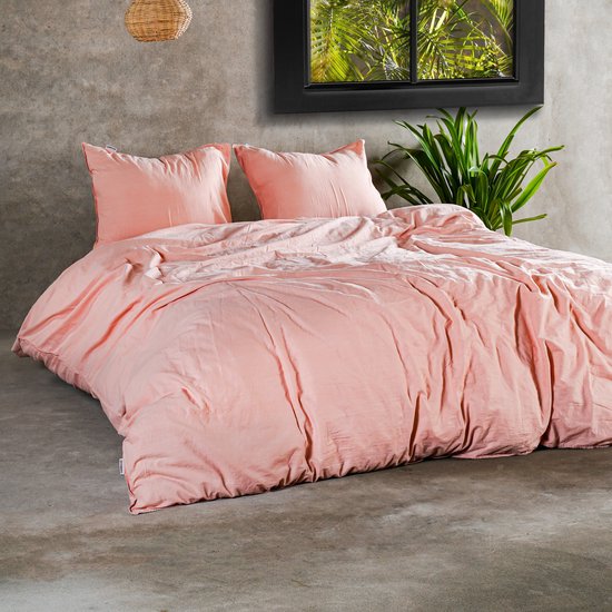 Stone Washed Dekbedovertrek Roze