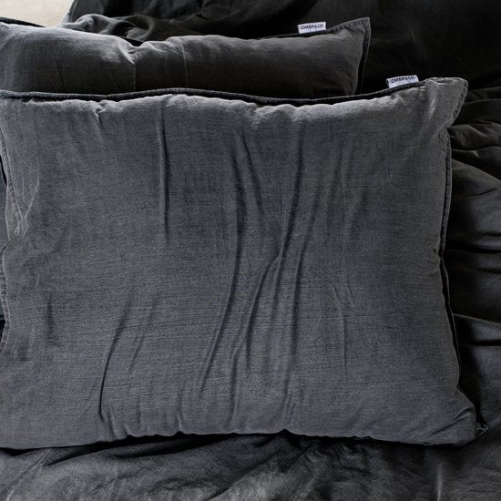 Stone Washed Dekbedovertrek Antraciet