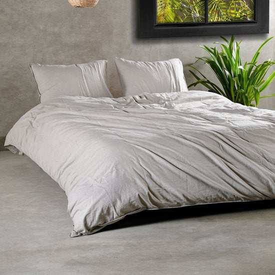 Stone Washed Dekbedovertrek Taupe