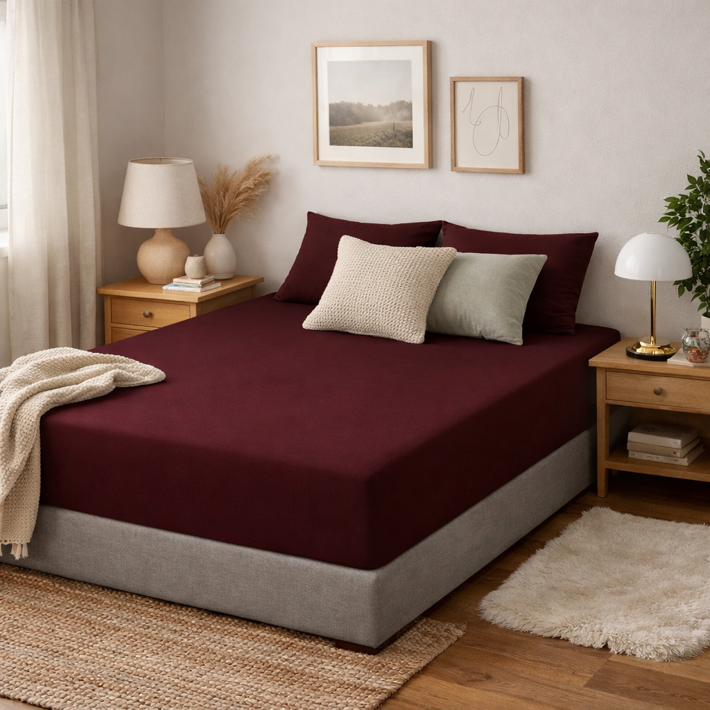 Jersey Hoeslaken Bordeaux