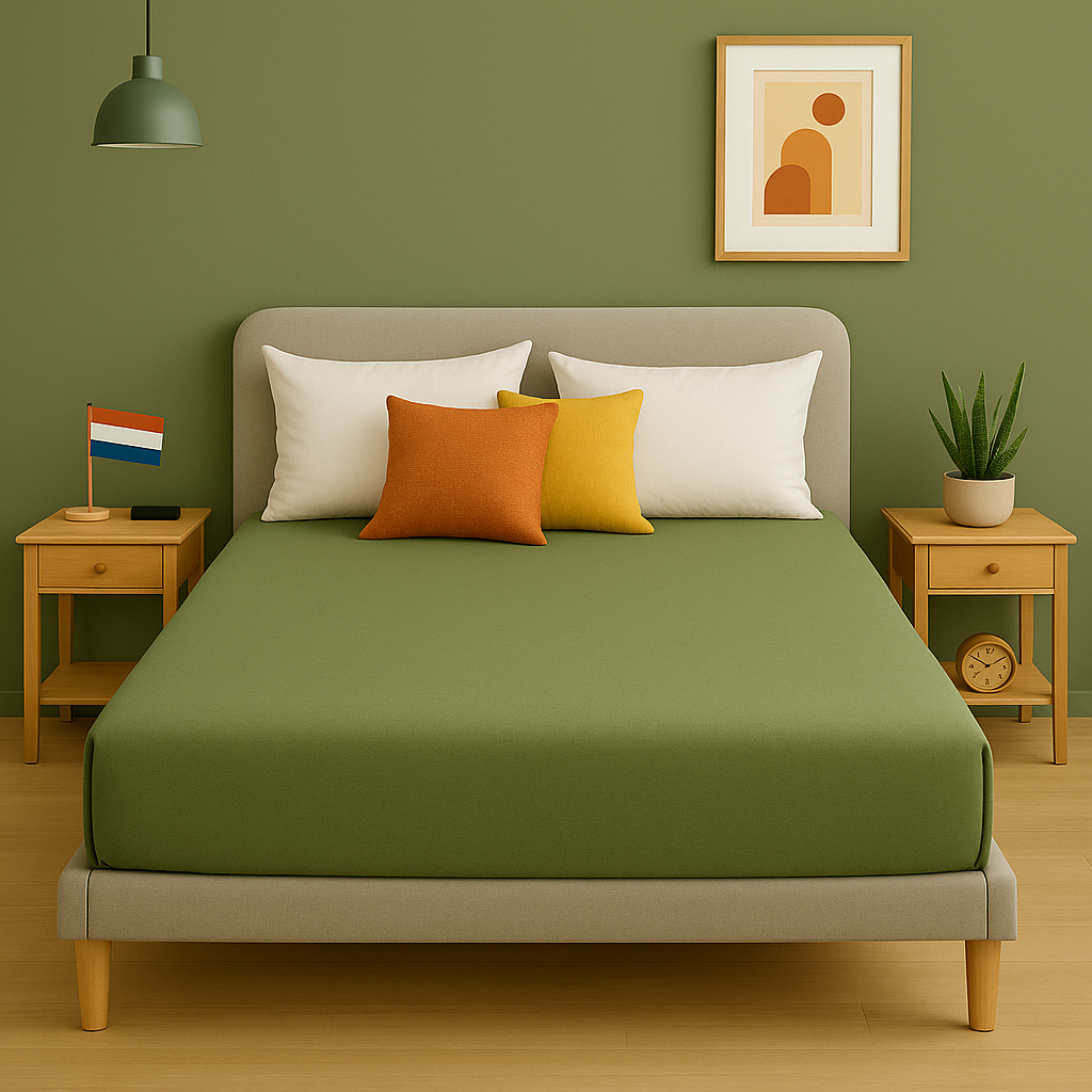 Badstof Hoeslaken Olivegroen