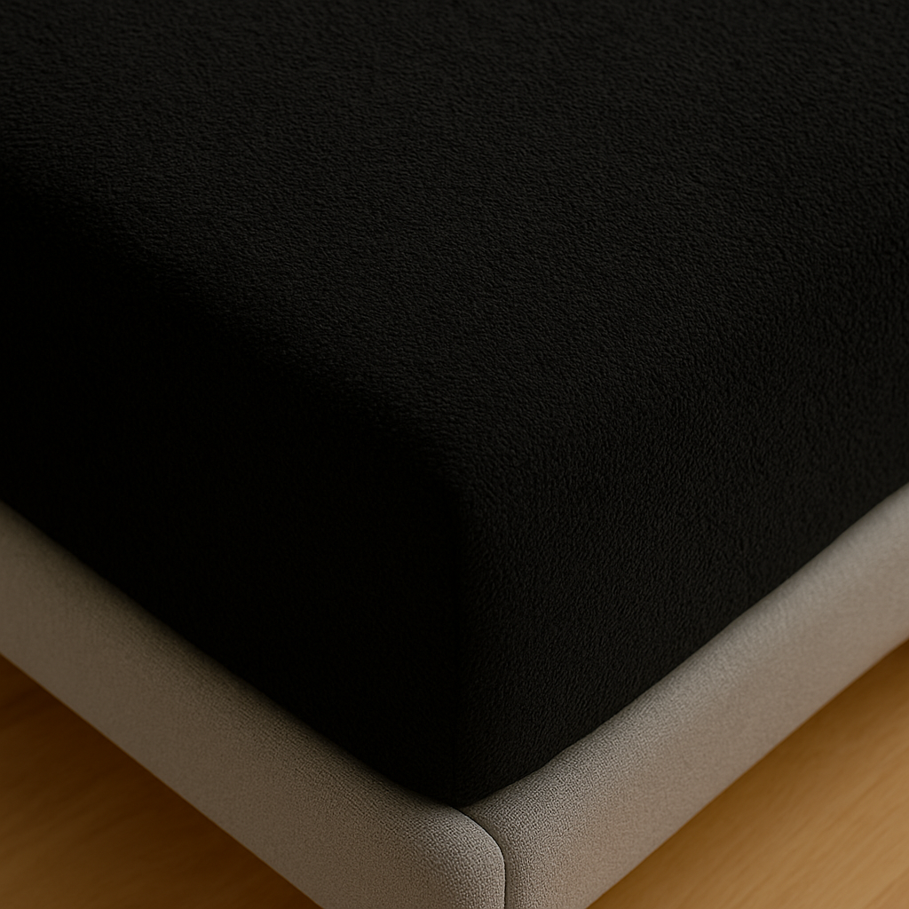 Badstof Hoeslaken Zwart