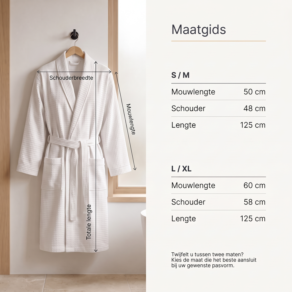 Badjas Waffle Patroon Wit (Unisex)