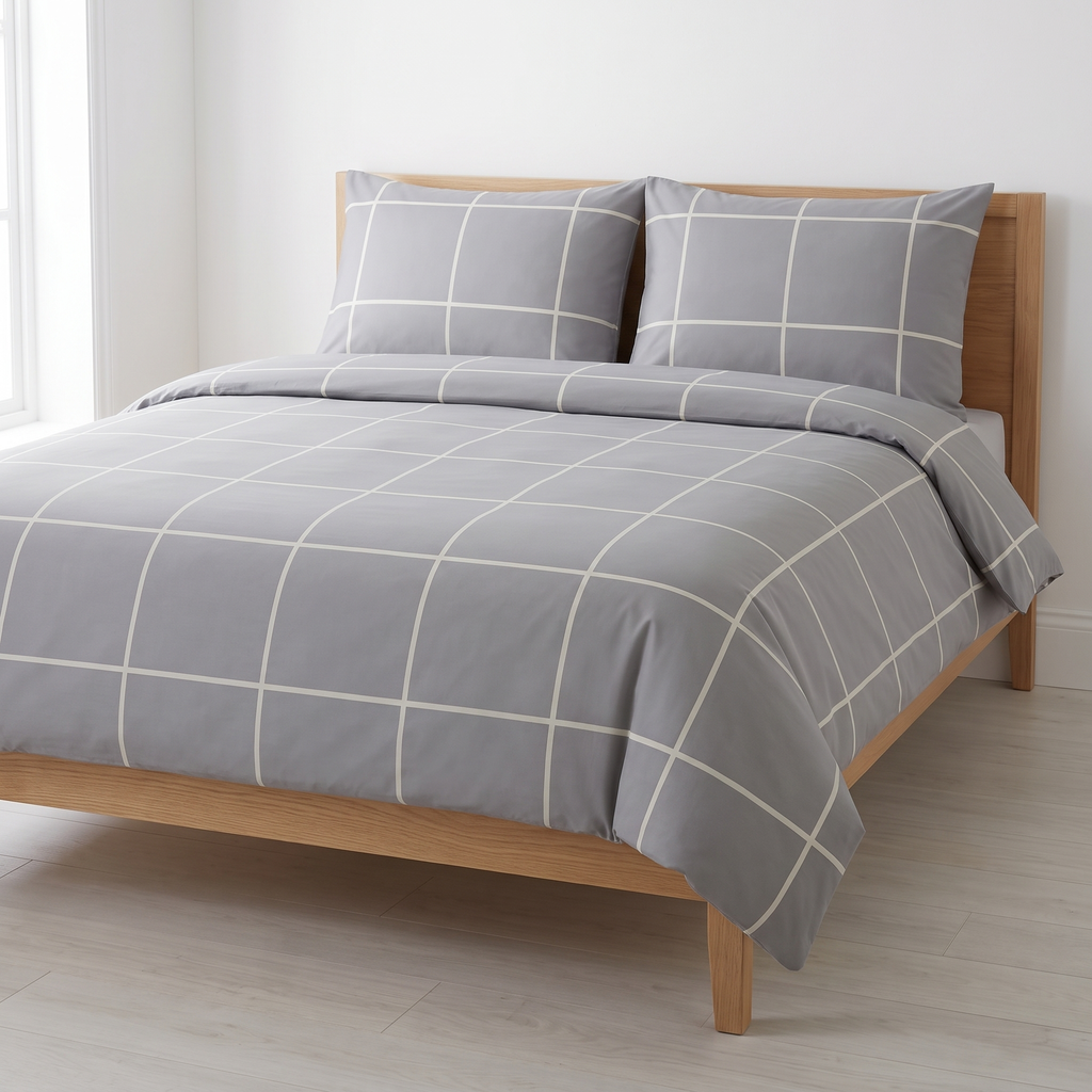 Check Patroon Grijs Dekbedovertrek 240x220cm Lits-jumeaux