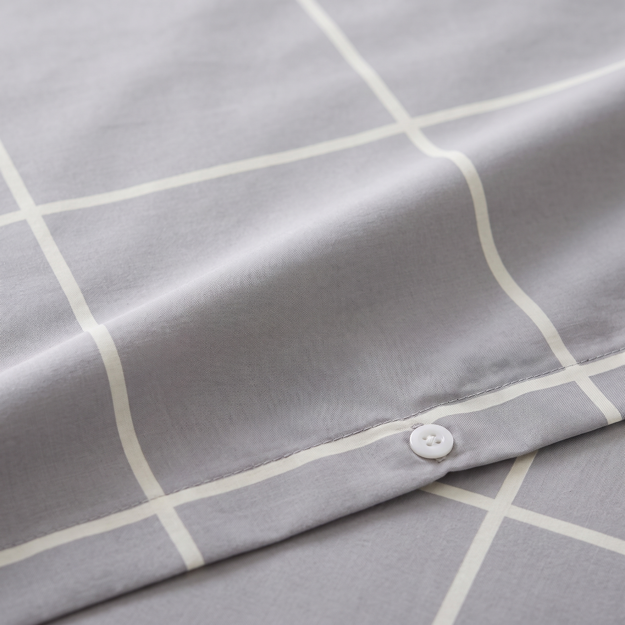 Check Patroon Grijs Dekbedovertrek 240x220cm Lits-jumeaux
