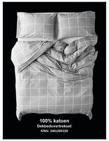 Check Patroon Grijs Dekbedovertrek 240x220cm Lits-jumeaux